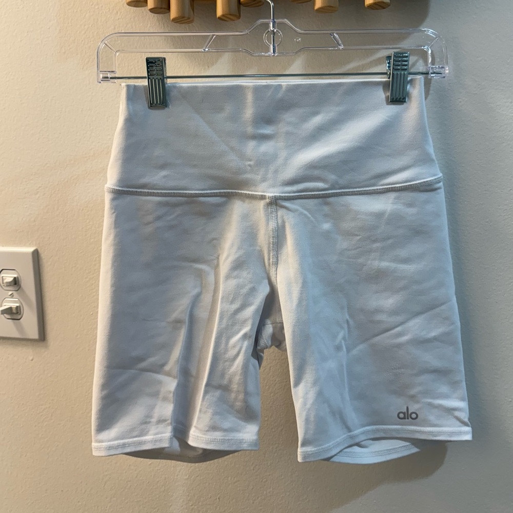 Alo Yoga White Biker Shorts